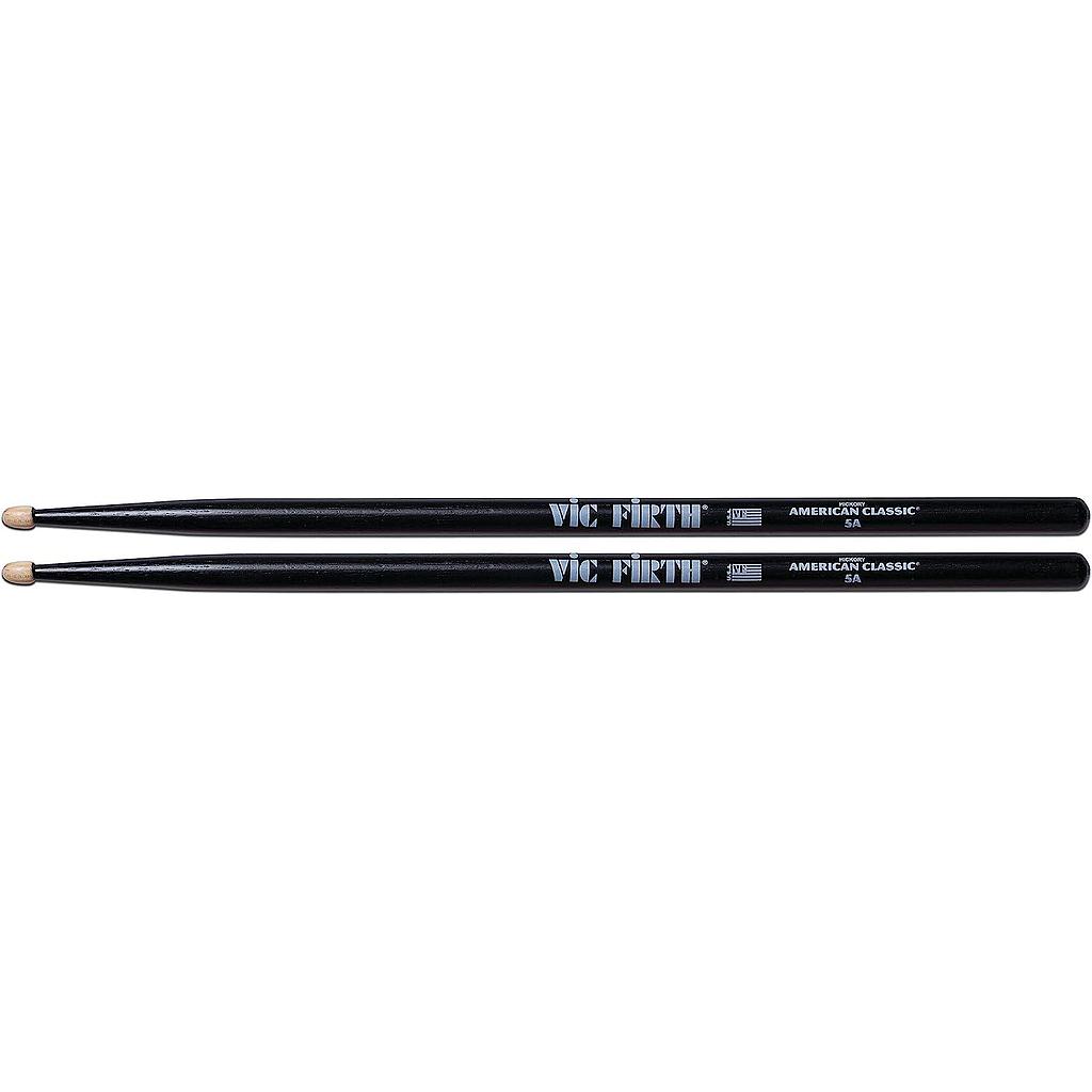 Vic Firth - Baquetas 5A Black Natural, Punta: Madera Mod.5AB.1